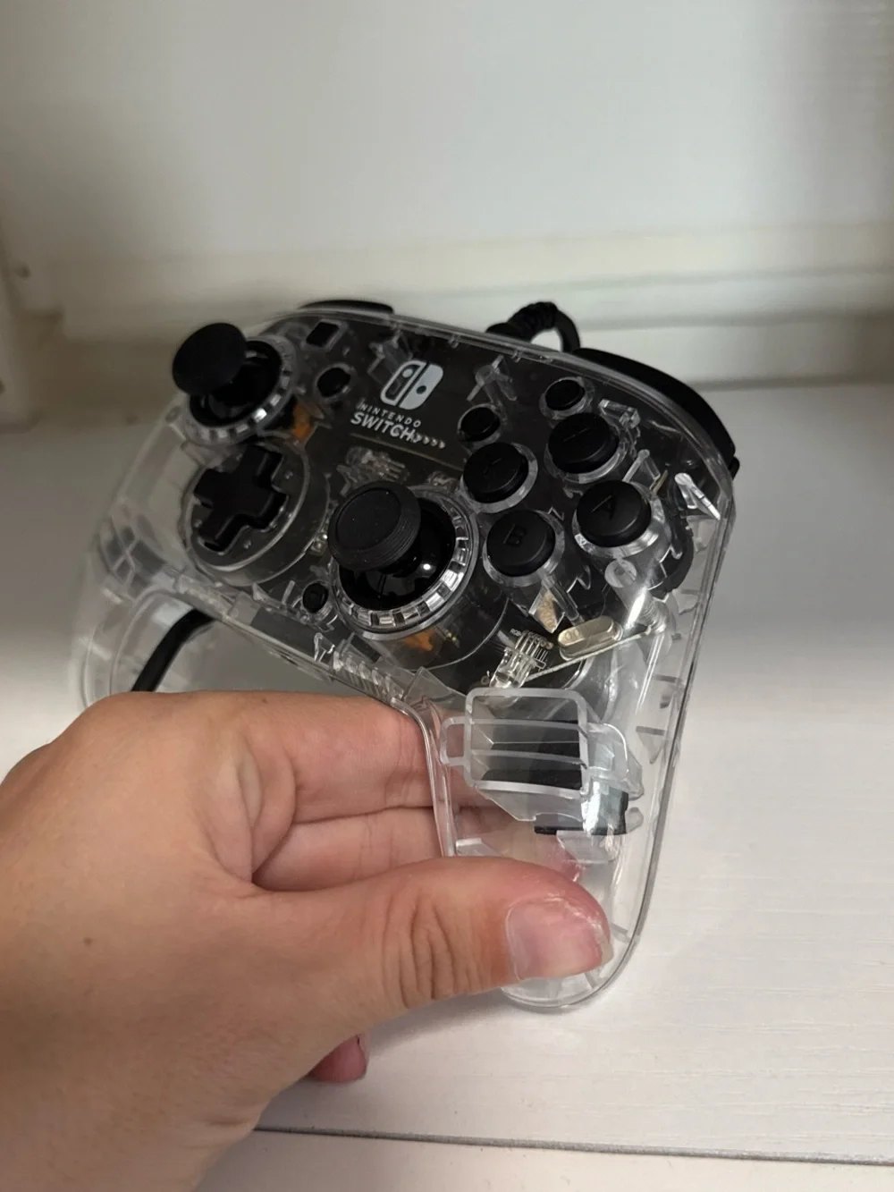PDP Nintendo Switch Wired Controller Clear Transparent Black Buttons